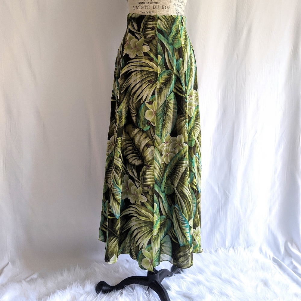 Vintage Dana Buchman 100% Silk Jungle Print Skirt